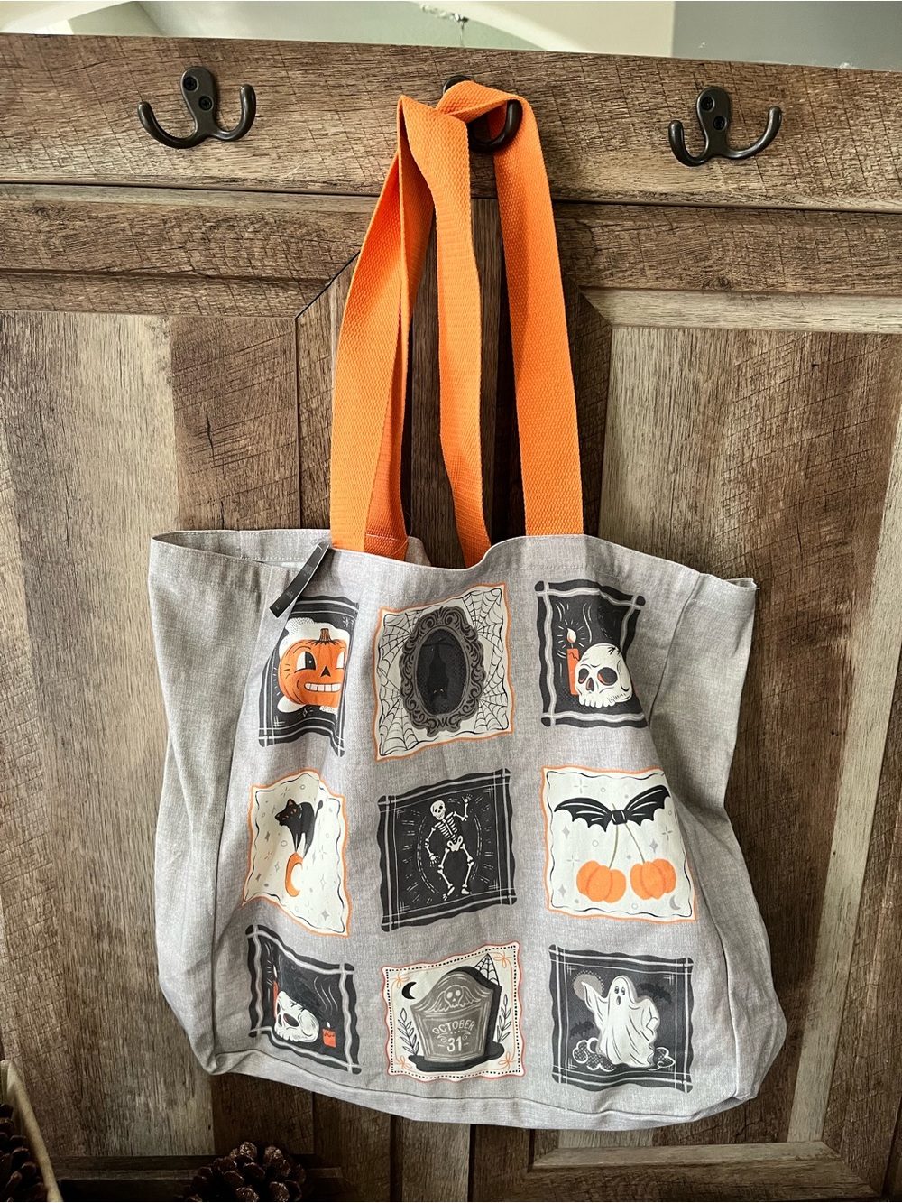 NWT Cynthia Rowley Halloween Panels Canvas Tote Bag Spooky Viral